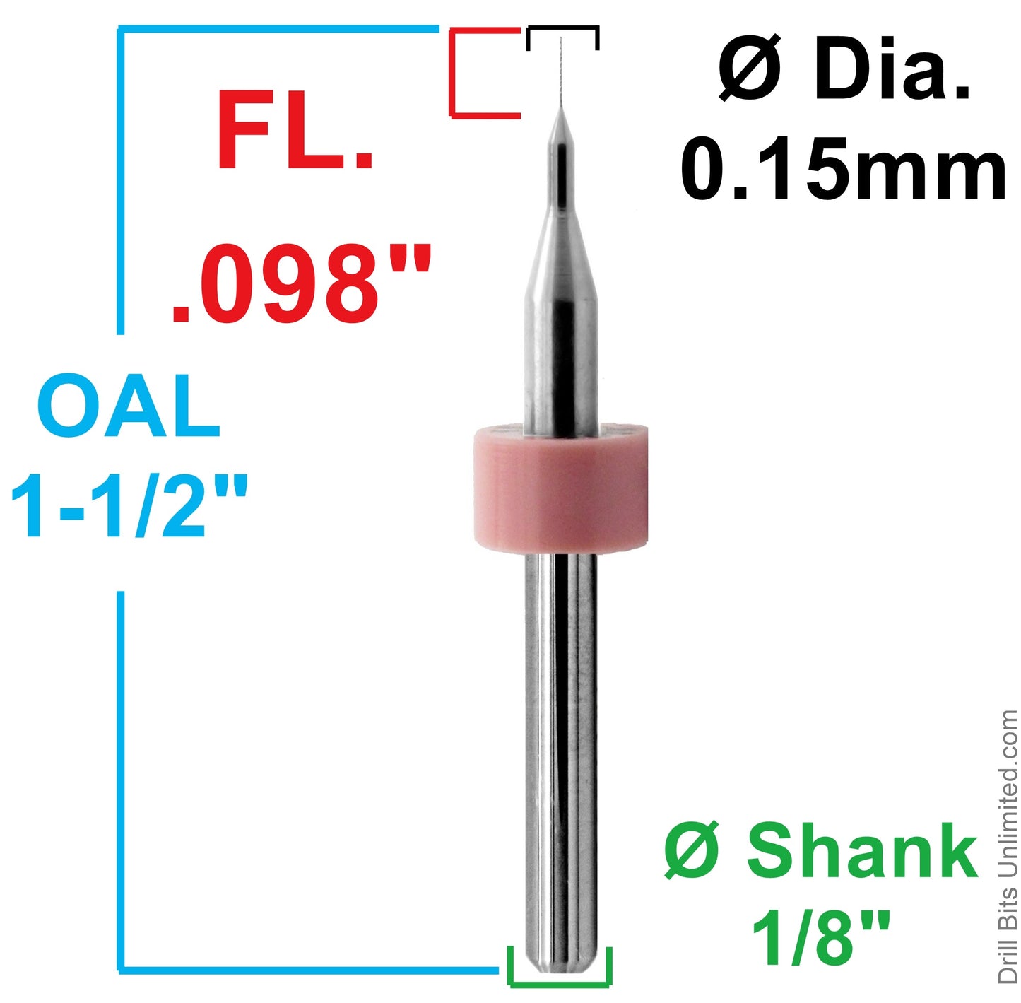 Micro Carbide Drill Bits – Choose Individual Size – .004"–.036" (0.10–0.91 mm)