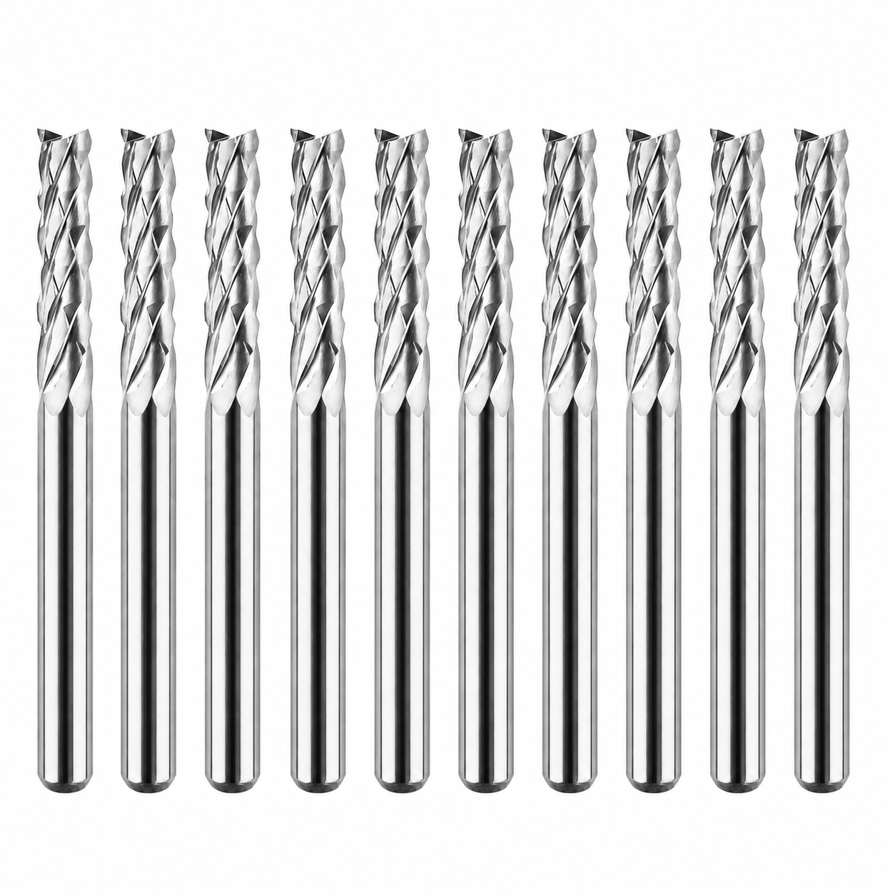 Ten 1/8 inch solid carbide grout removal bits with 1/8 inch shanks