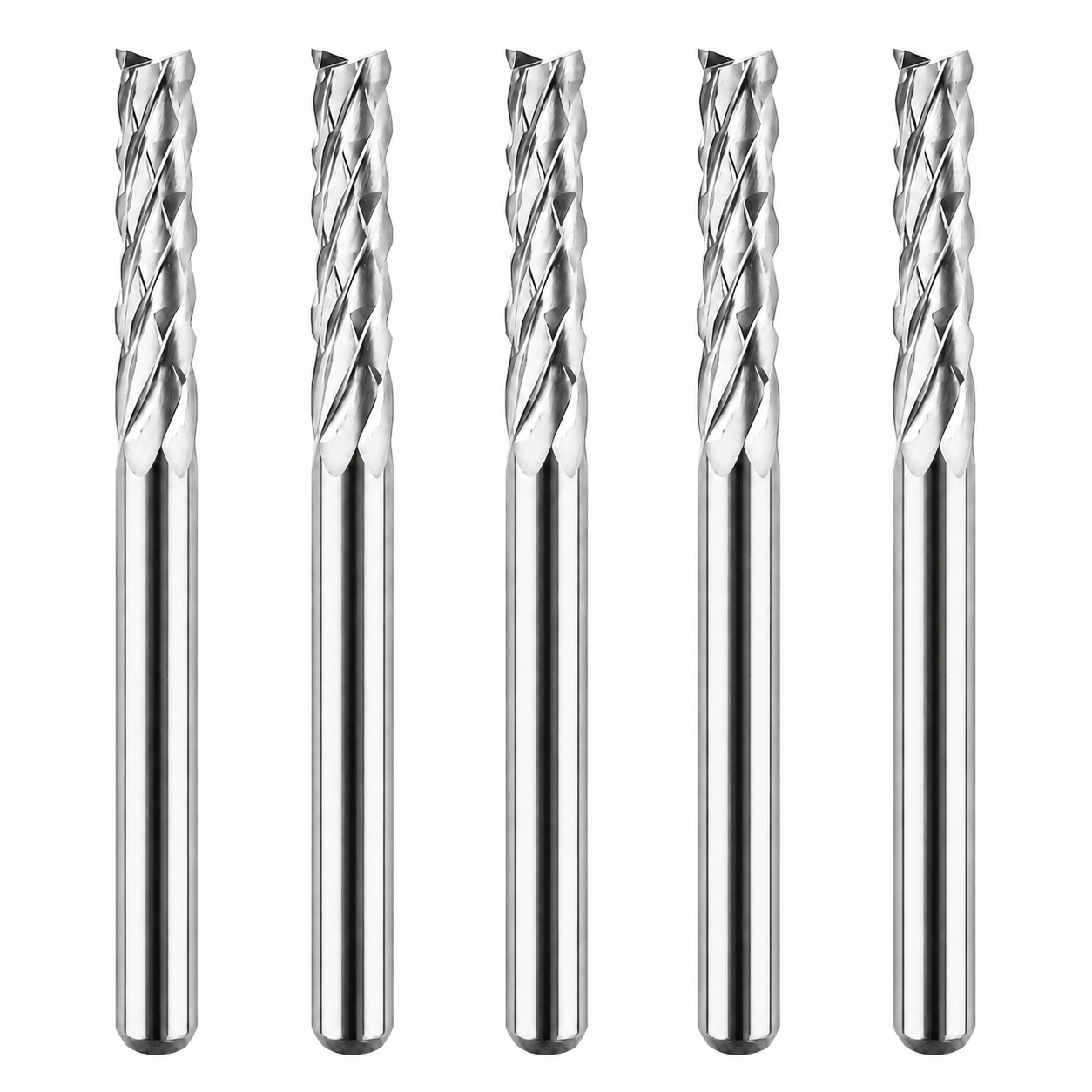Five 1/8 inch solid carbide grout removal bits with 1/8 inch shanks