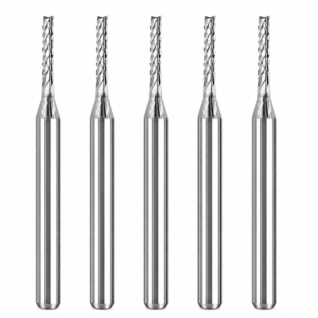 Five 1/16 inch solid carbide grout removal bits with 1/8 inch shanks