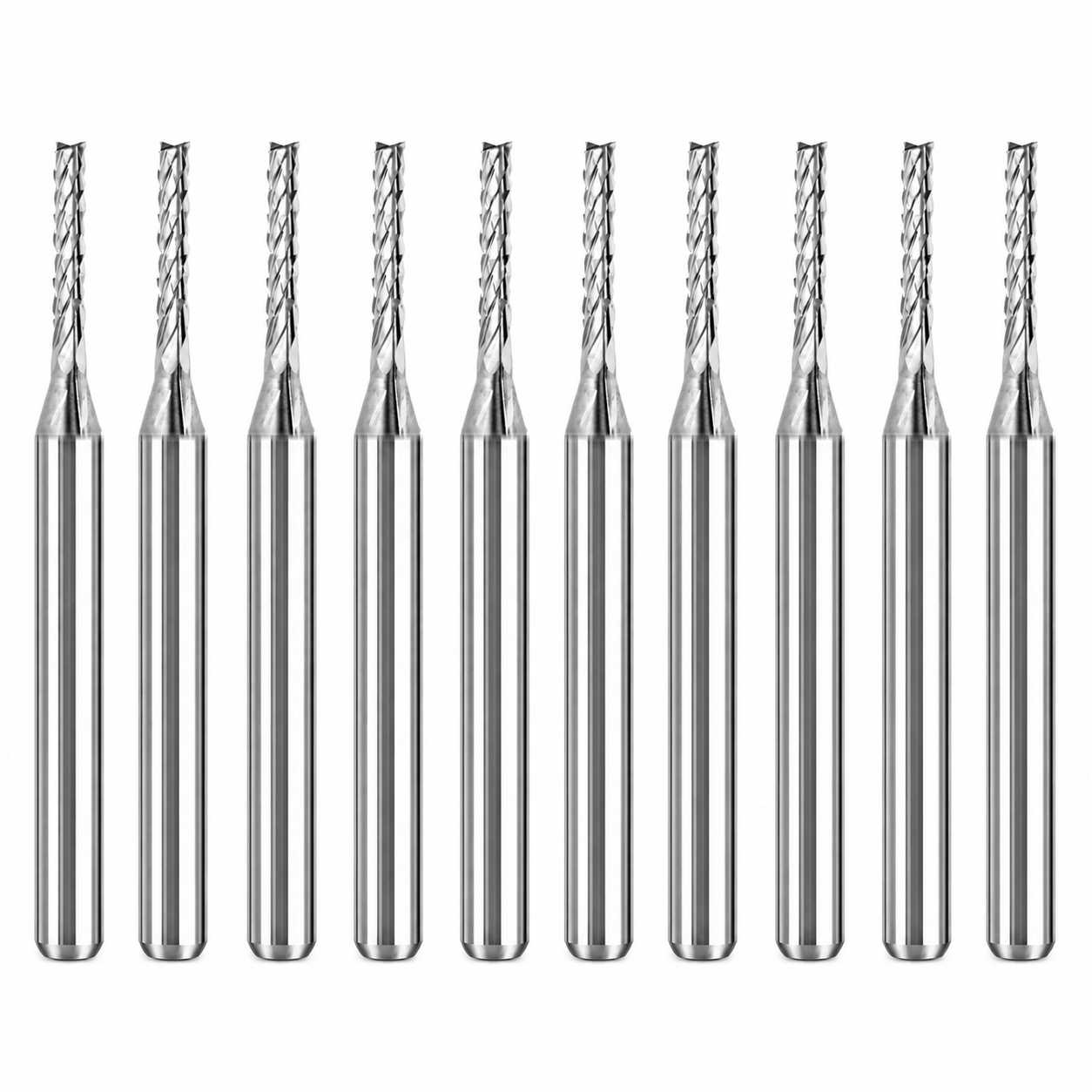 Ten 1/16 inch solid carbide grout removal bits with 1/8 inch shanks