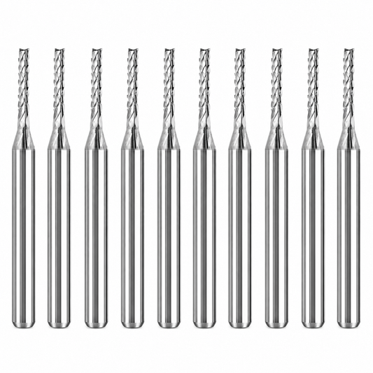 Ten 1/16 inch solid carbide grout removal bits with 1/8 inch shanks