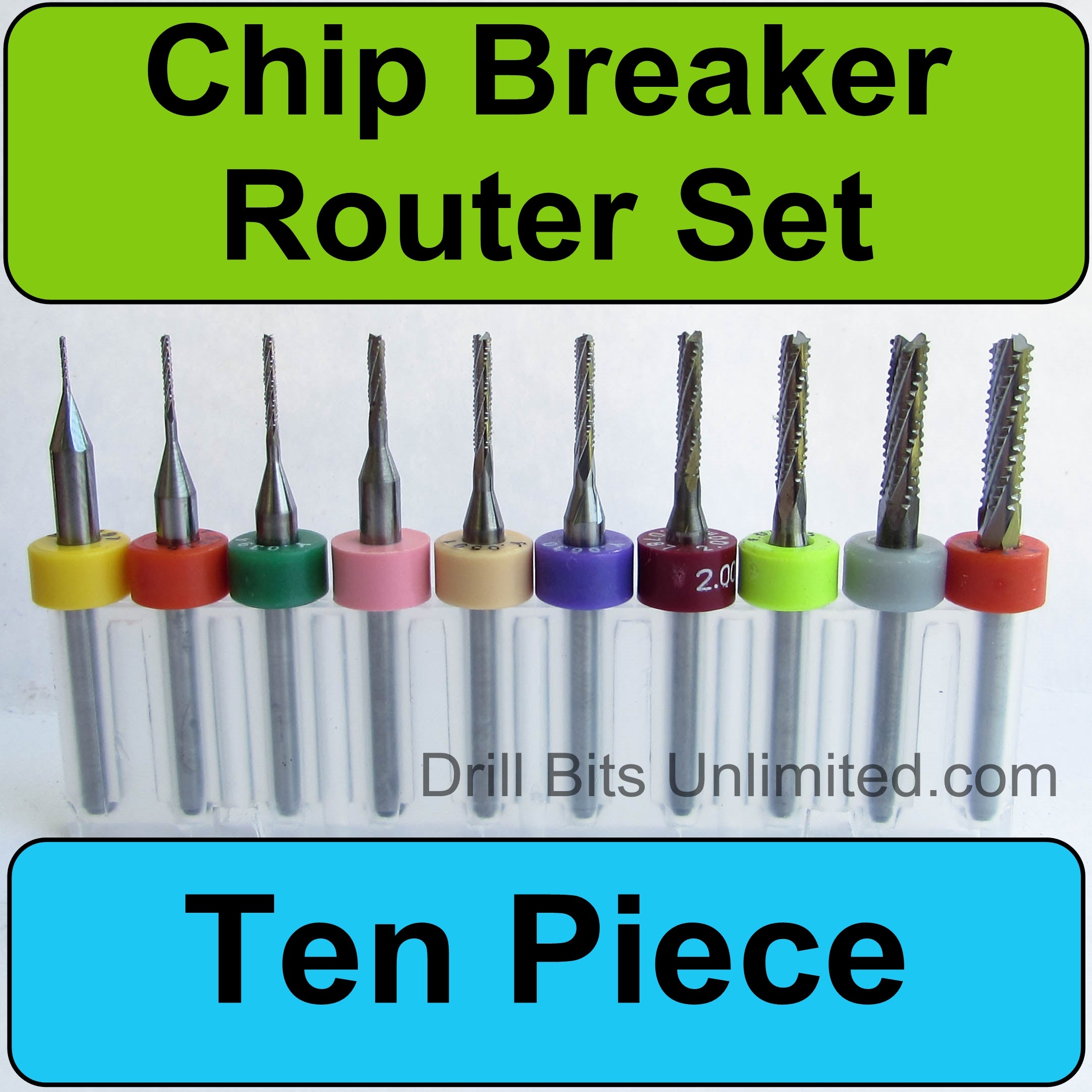 Ten Size Chip Breaker Flute Router Variety Kit Ten Sizes/ Ten Pieces f ...