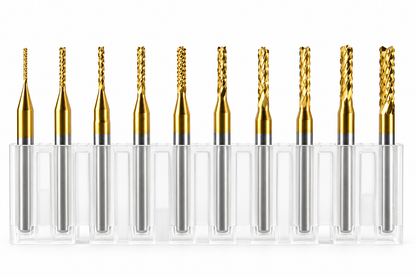 10 Pc Titanium Coated Diamond Flute PCB Router Bit Set, Fish Tail, 1/8" Shank | RSET-100