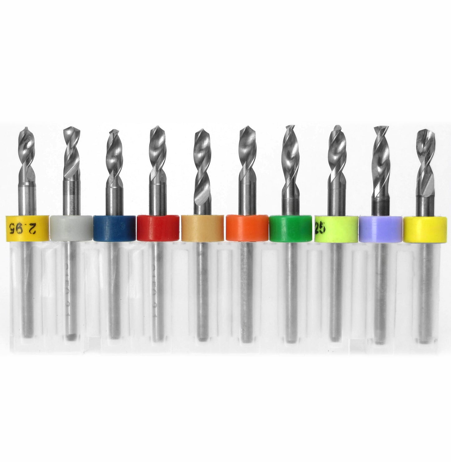 10 piece new carbide drill bit set with sizes from .1160 to .1299 inch