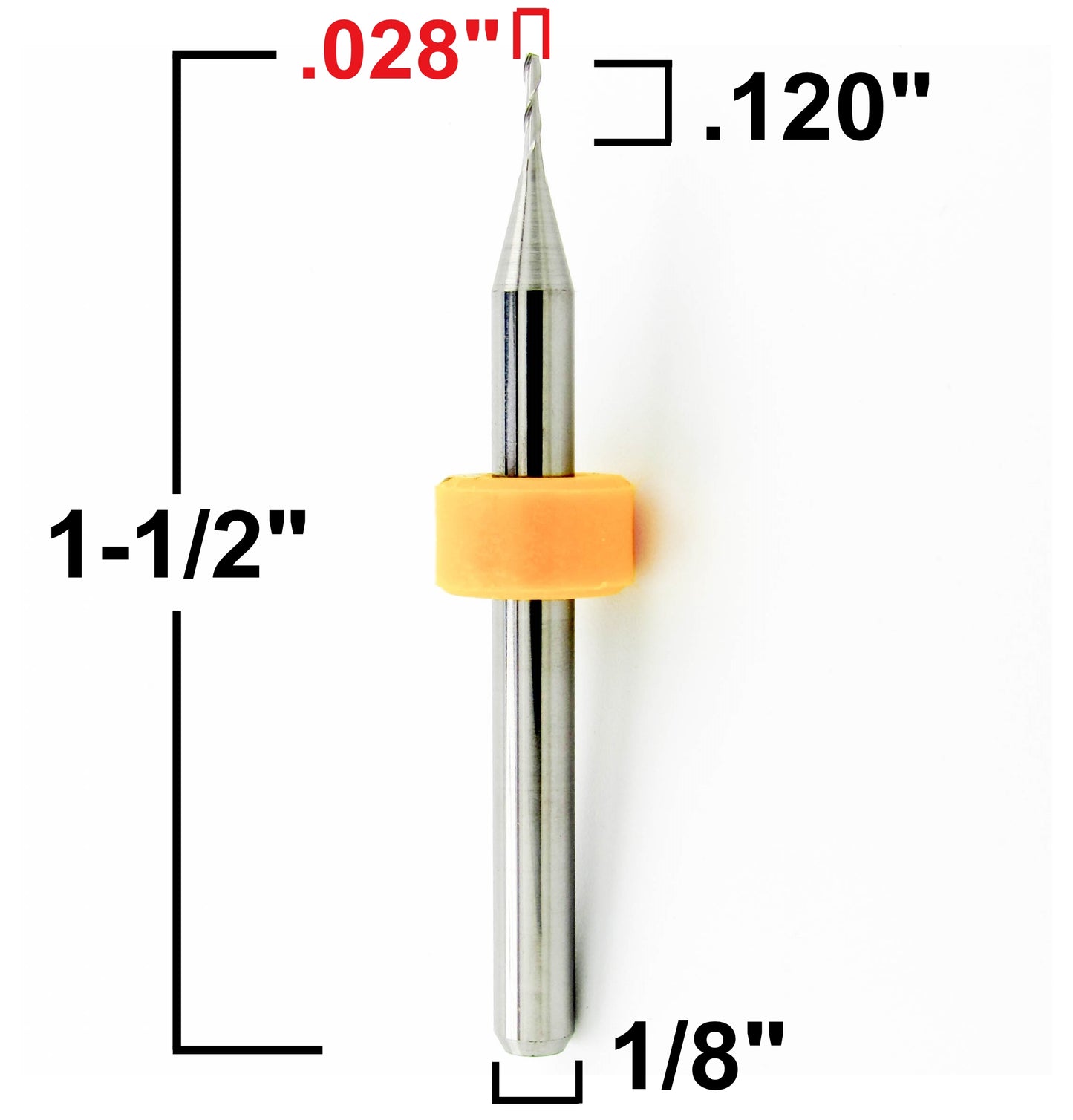 .0276" (.028") 0.70mm x .120" LOC Two Flute Carbide End Mill Up Cut Square End Made in U.S.A. M204