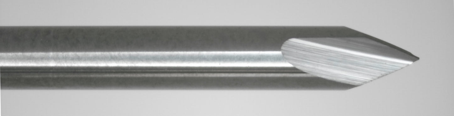 3.00mm (0.118") 60° 2-Flute Spiral V-Engraver Solid Carbide 2.00" OAL 3mm Shank Chamfer Deburring Tool