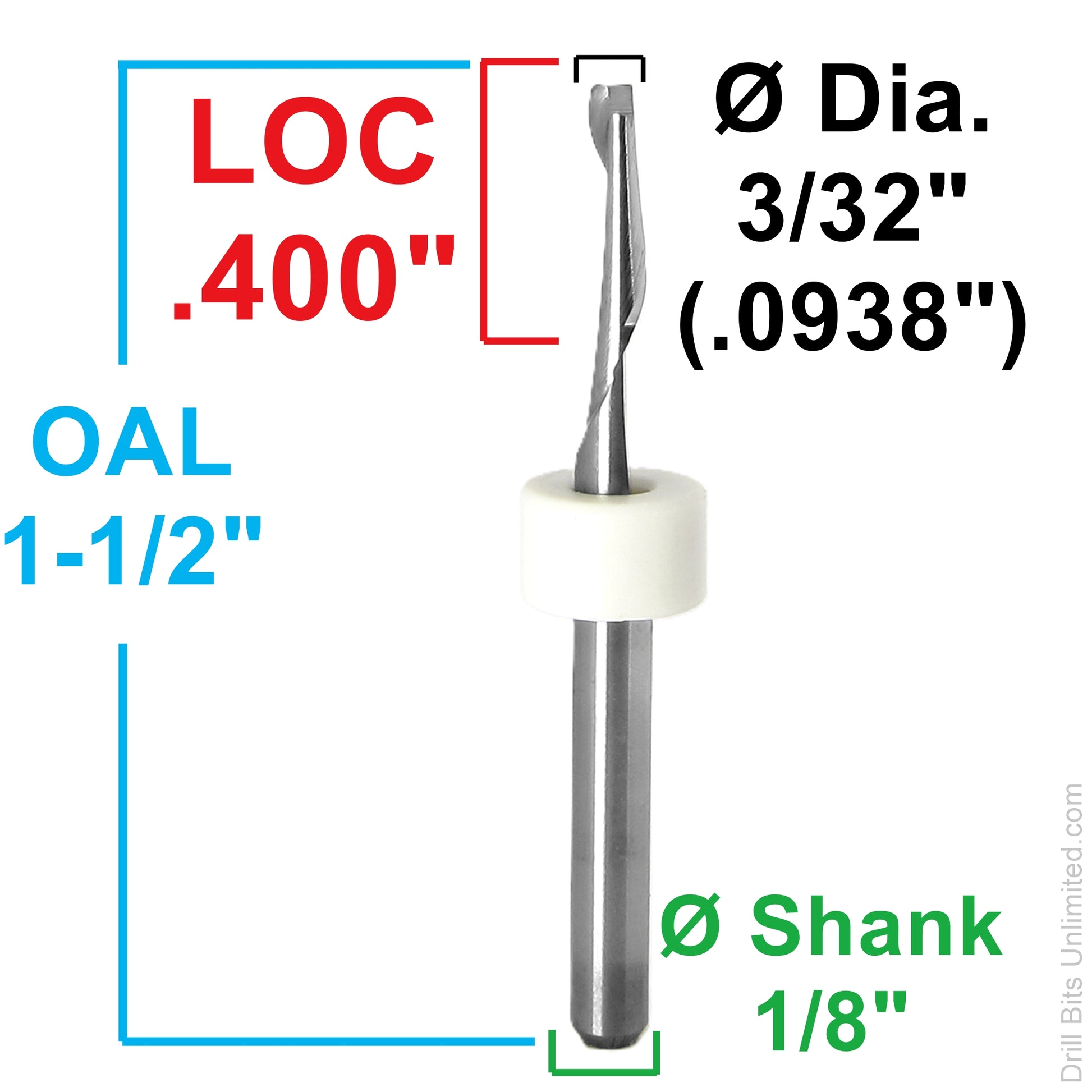 3/32 diameter 1/8 shank end mill dimensions 0400 loc
