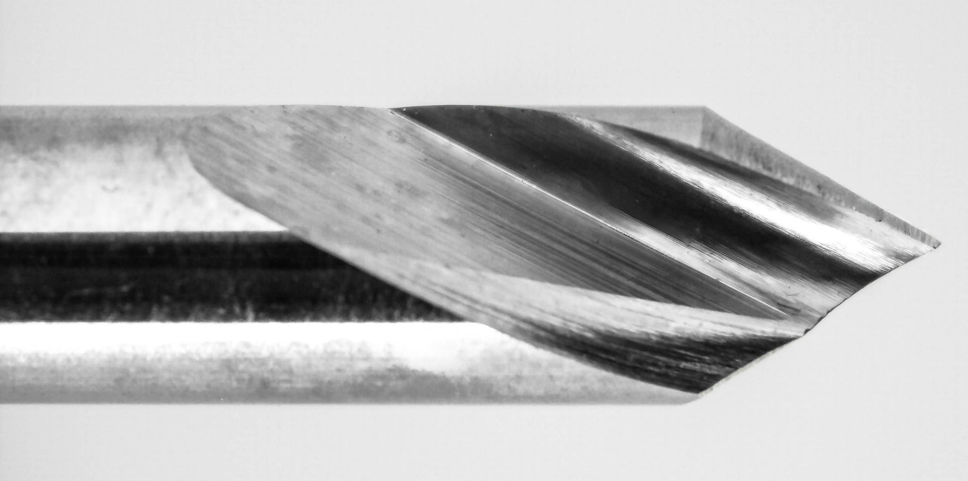close up of single flute countersink cutting edge 60 degree tip