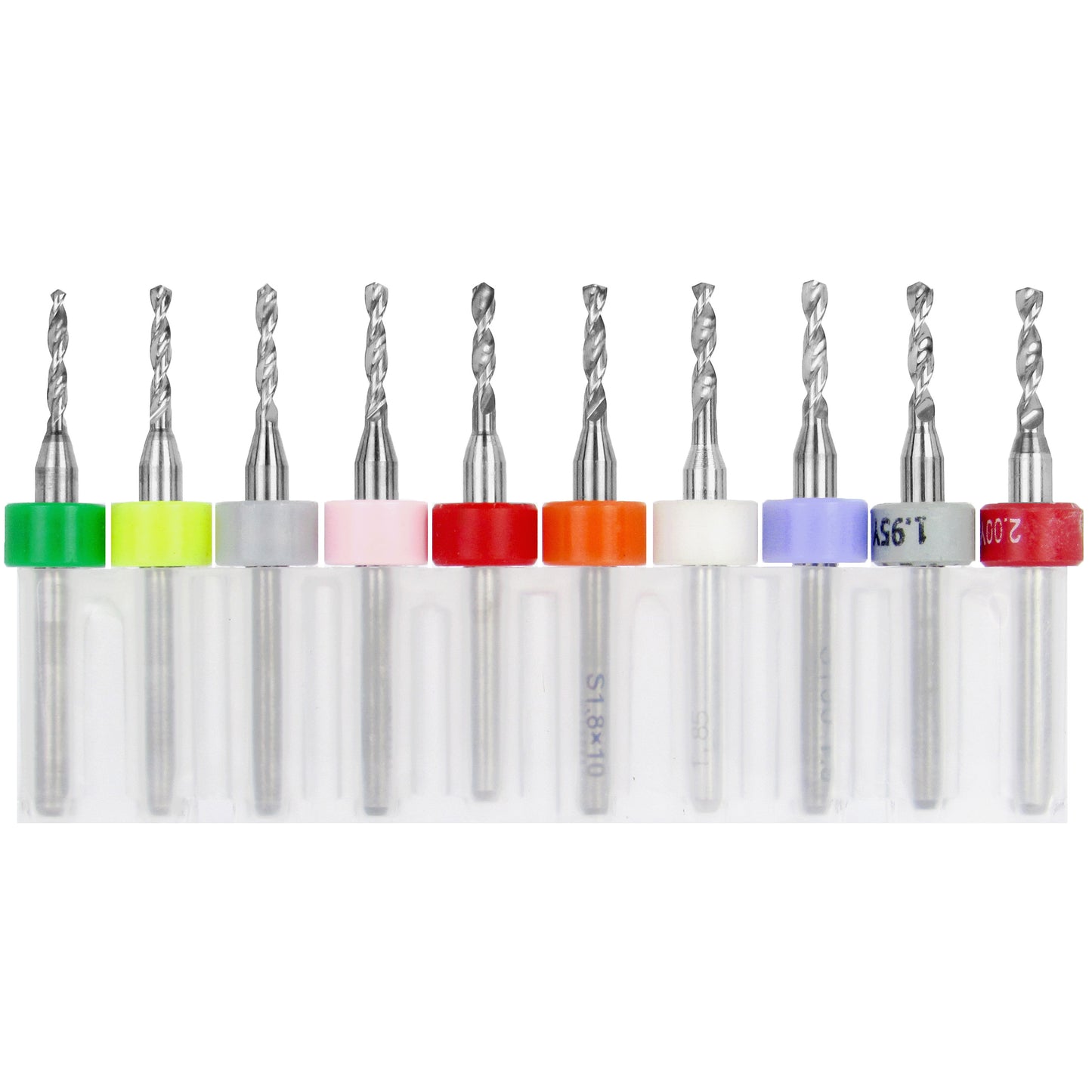 Carbide Drill Bit Set – Metric Incremental Sizes 1.55–2.00mm, 10-Piece, 1/8″ Shank