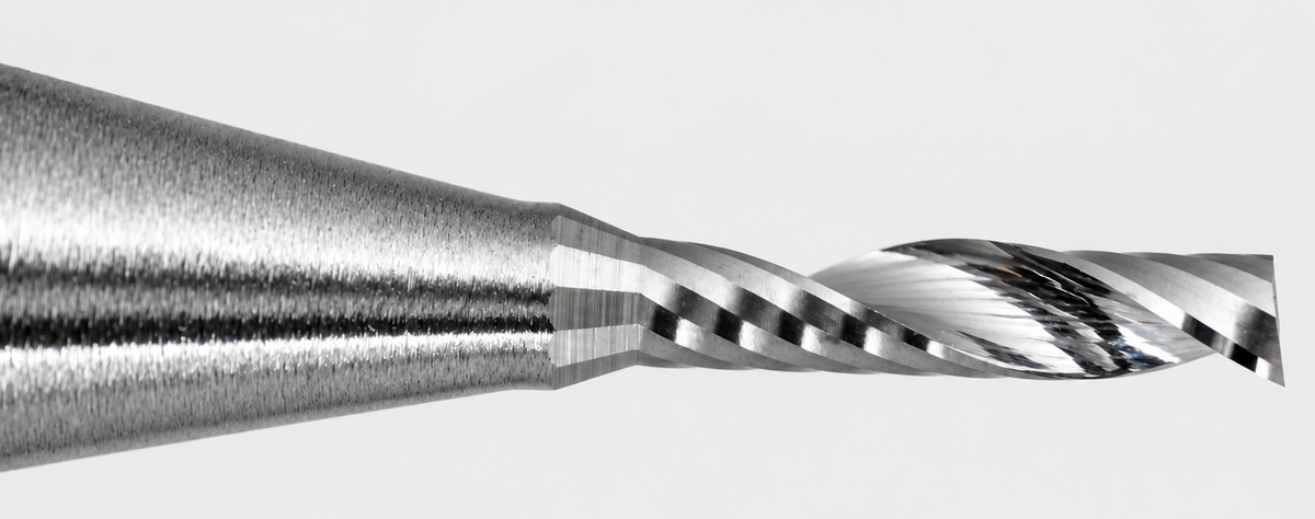 0.0472" (1.2mm) x 5mm LOC Single O-Flute Carbide End Mill, Up Cut, 1/8" Shank | MO-115
