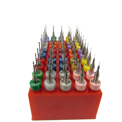 .0059"–.032" Carbide Micro Drill Set, 50 Pc, 25 Sizes, 2 Each, 1/8" Shank | M+