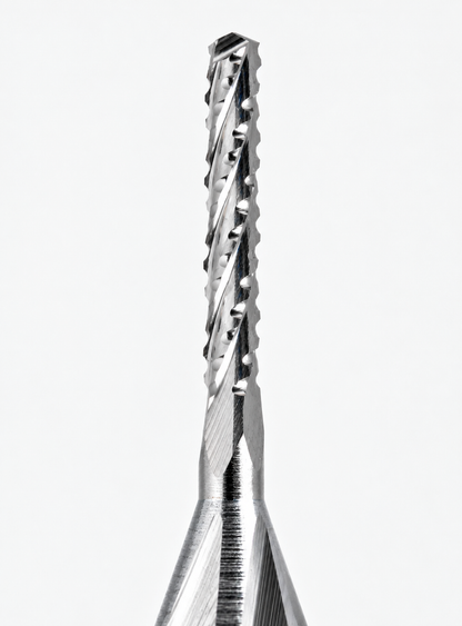 0.0197" (0.50mm) Kyocera Chip Breaker PCB Router, 3mm LOC, Drill Point, Up-Cut, 1/8" Shank | R148