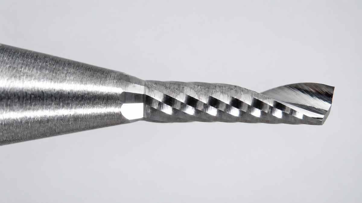 0.0394" (1.0mm) x 4mm LOC Single O-Flute Carbide End Mill, Up Cut, 1/8" Shank | MO-105