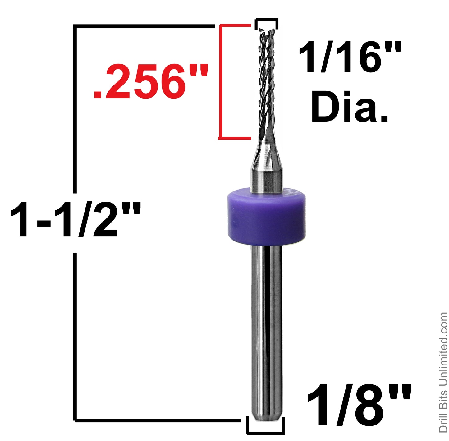 1/16" x .256" DOC Diamond Pattern Carbide Router Bit - Fishtail Tip R133