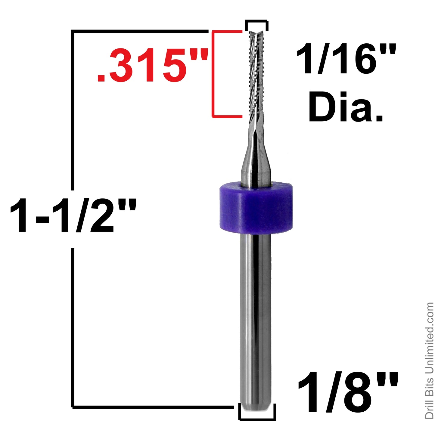 .063" 1/16" x .315" LOC Chip Breaker Carbide  Router - Fishtail Tip R160