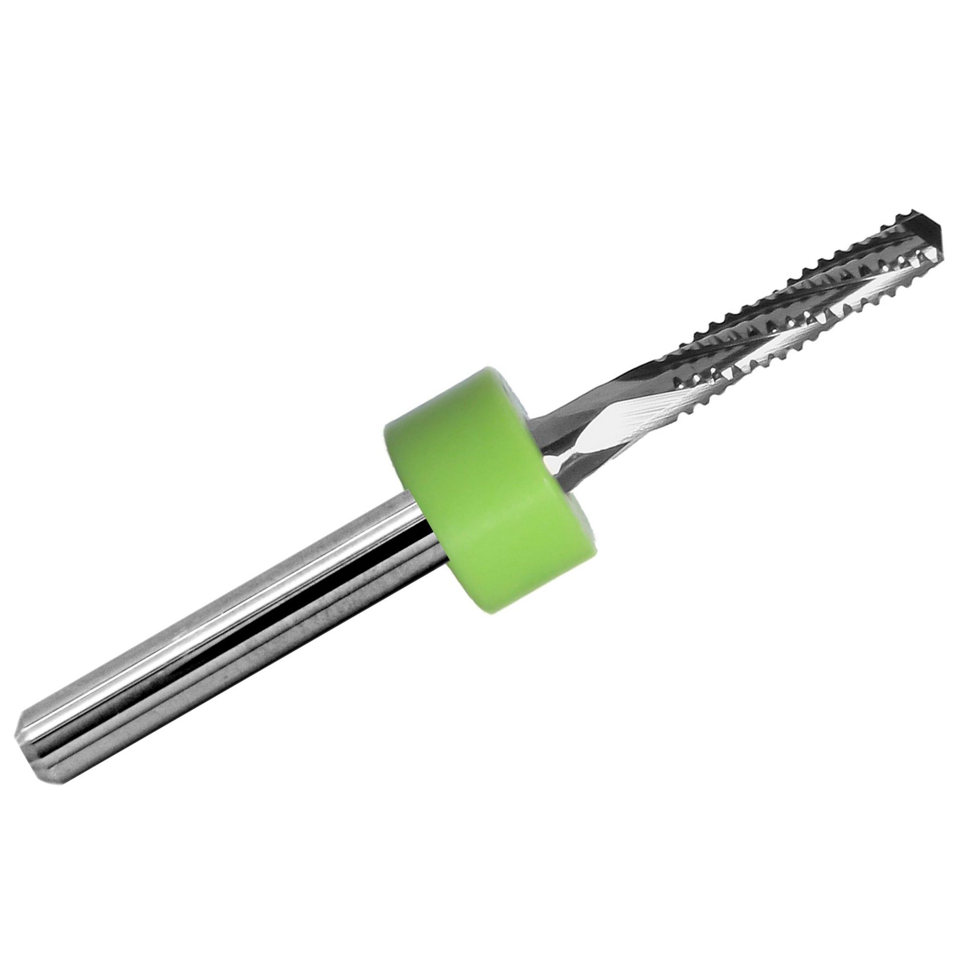 3/32 inch chip breaker carbide router with drill point tip and 1/8 inch shank