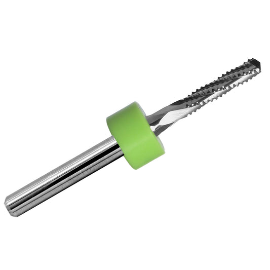 3/32 inch chip breaker carbide router with drill point tip and 1/8 inch shank
