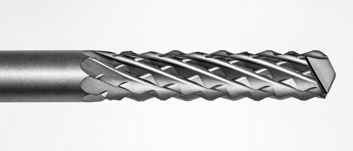 3.00mm (.1181") CVD Diamond-Coated PCB Router, .472" LOC, Drill Point, 3mm Shank | K155