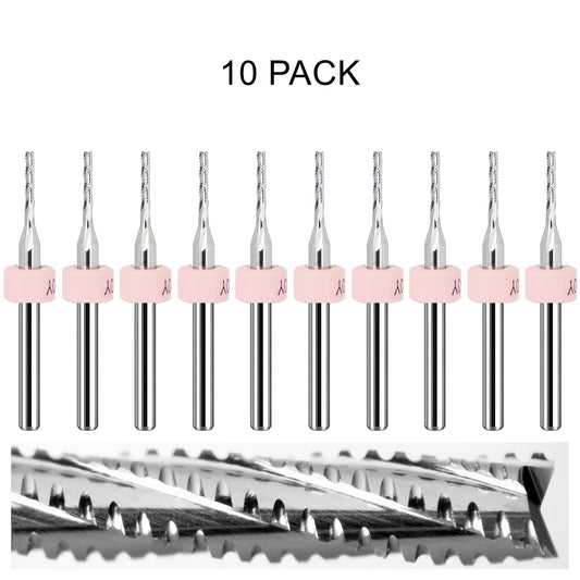 10 pack of lightly used Kyocera 0.055 inch 1.40mm chip breaker carbide routers with fish tail tips