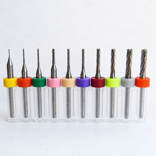 .0197"–.1250" / 0.50–3.175mm Chip Breaker PCB Router Bit Set – Fish Tail – 1/8" Shank – 10 Pc CBR-V1