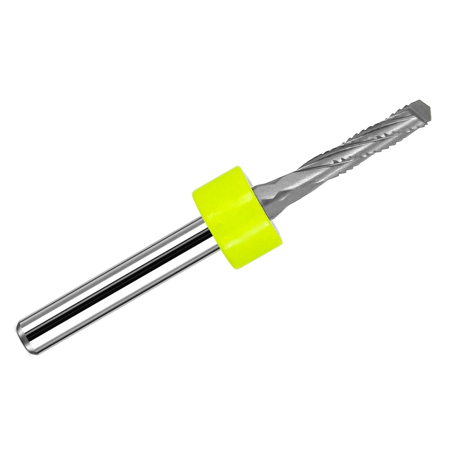 2.40mm chip breaker carbide router with drill point tip and 1/8 inch shank