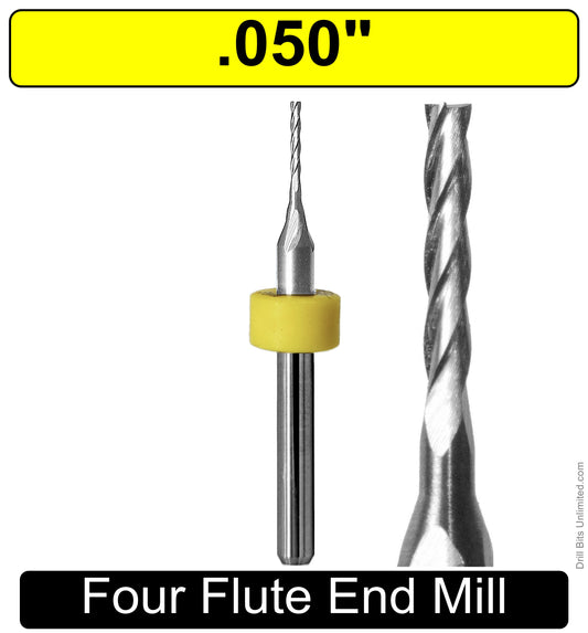 .050" Diameter x .330" LOC Four Flute End Mill, Square End, Carbide AP-49