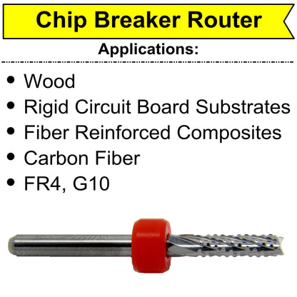 .0197"–.1250" / 0.50–3.175mm Chip Breaker PCB Router Bit Set – Fish Tail – 1/8" Shank – 10 Pc CBR-V1