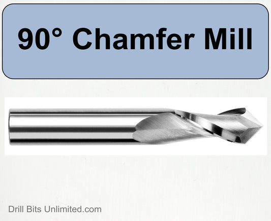 1/8" 2-Flute 90 Degree Carbide Chamfer Mill Made in U.S.A. for deburring  chamfering Slotting Spotting CM104