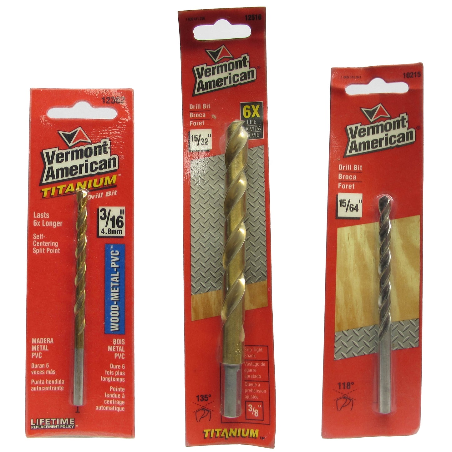 Vermont American HSS Fractional Drill Bits, Assorted Finishes & Sizes