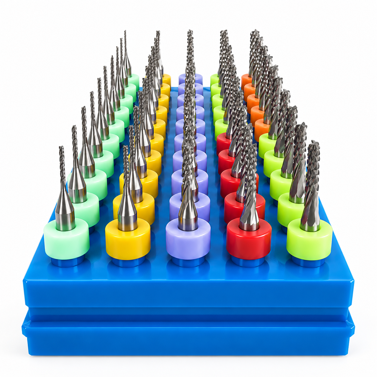 50-Piece Diamond Flute Carbide Router Bit Set – 6 Sizes, Fishtail Tip, 1/8" Shank – DCF-50