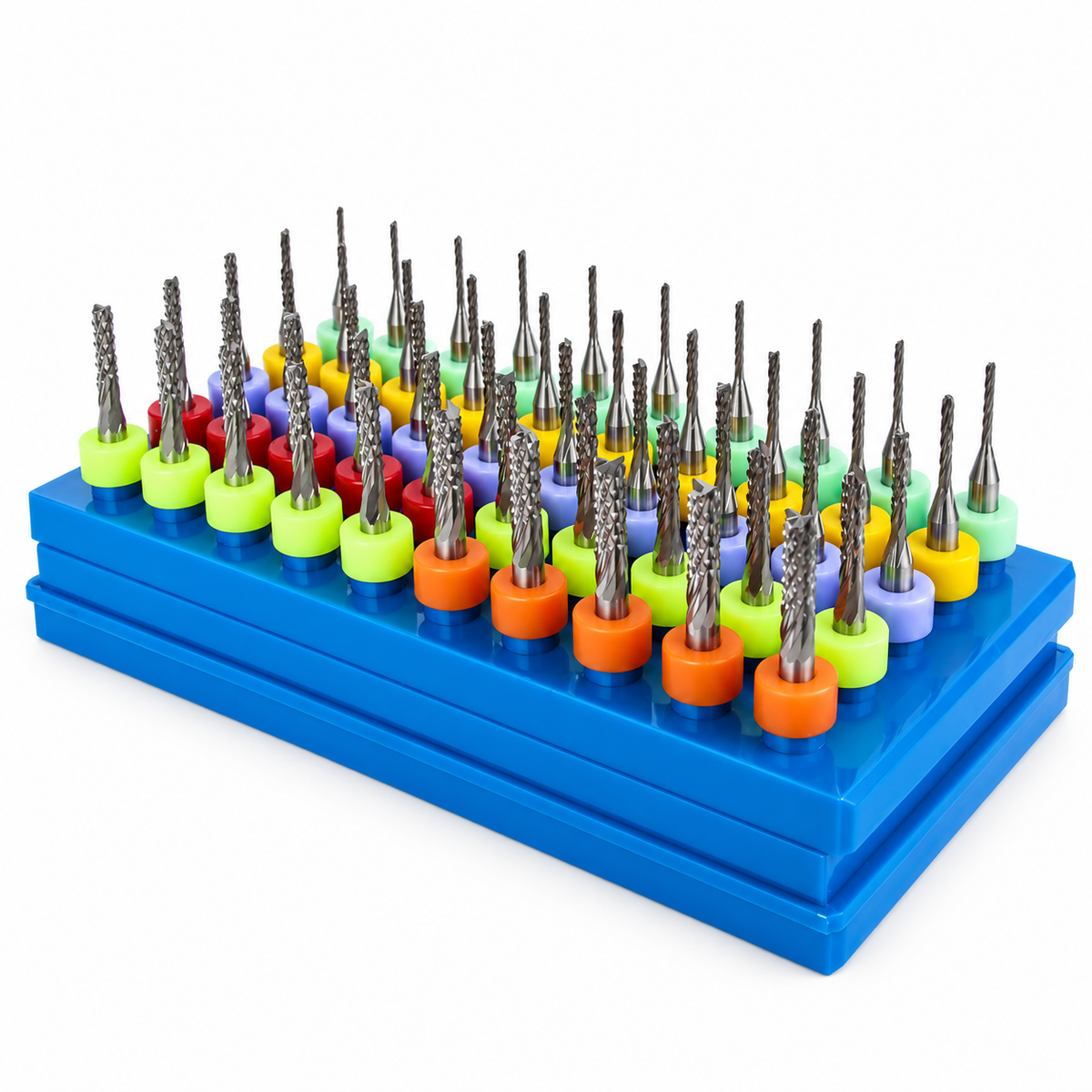 50-Piece Diamond Flute Carbide Router Bit Set – 6 Sizes, Fishtail Tip, 1/8" Shank – DCF-50