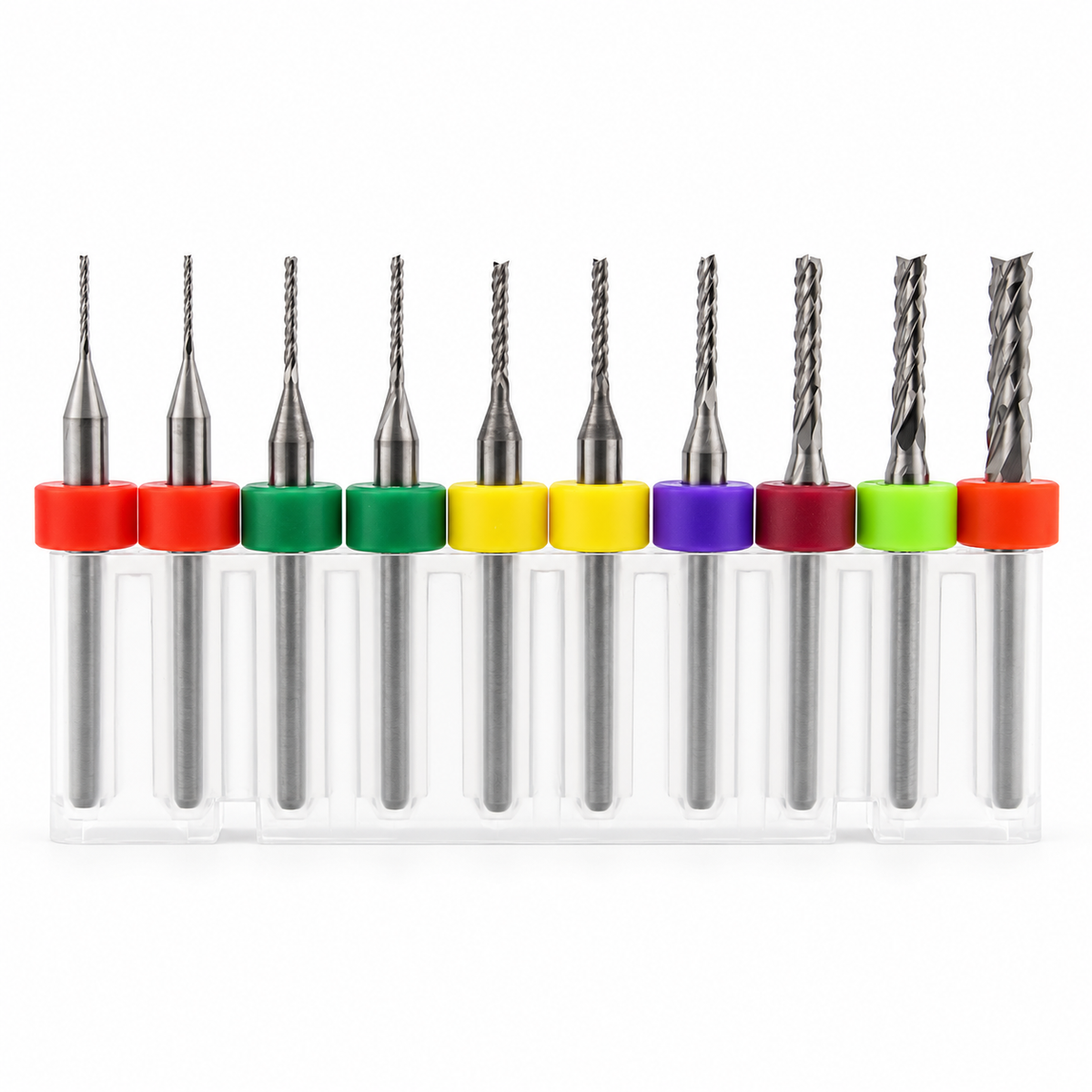 .0315"–.1250" / 1/32"–1/8" Diamond Flute PCB Router Bit Set – Fish Tail – 10 Pc – DCF-V1