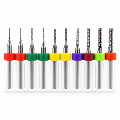 .0315"–.1250" / 1/32"–1/8" Diamond Flute PCB Router Bit Set – Fish Tail – 10 Pc – DCF-V1