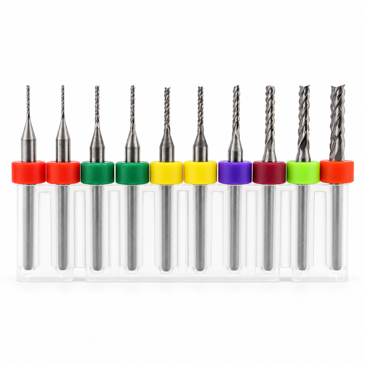 .0315"–.1250" / 1/32"–1/8" Diamond Flute PCB Router Bit Set – Fish Tail – 10 Pc – DCF-V1