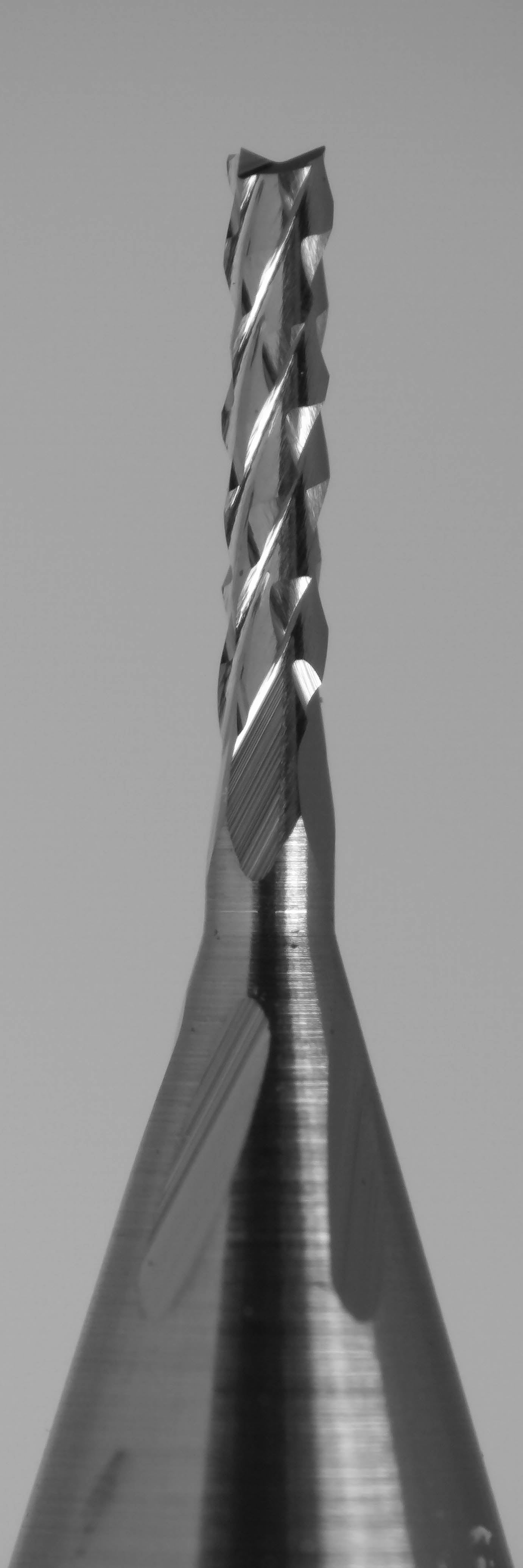 close up of fish tail tip on 0.60mm diamond flute carbide router