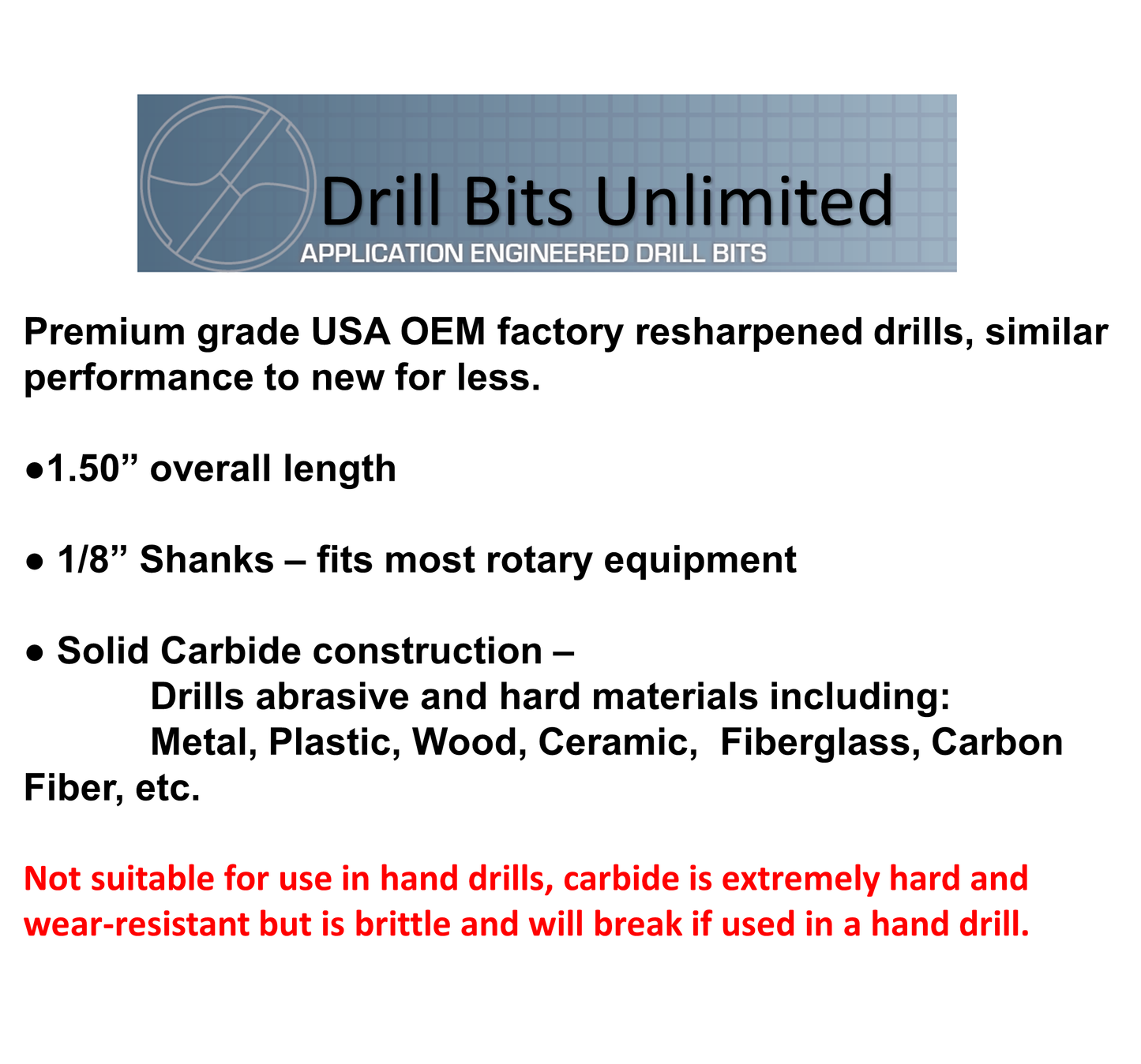 50 Piece / 25 Size Carbide Drill Set: .0059 - .032" m+