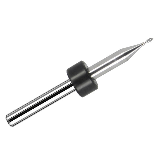 0.030" 60° 2-Flute Spiral V-Bit Engraver, 1/8" Shank, 0.102" Reach, Solid Carbide - Kyocera Made in USA E102