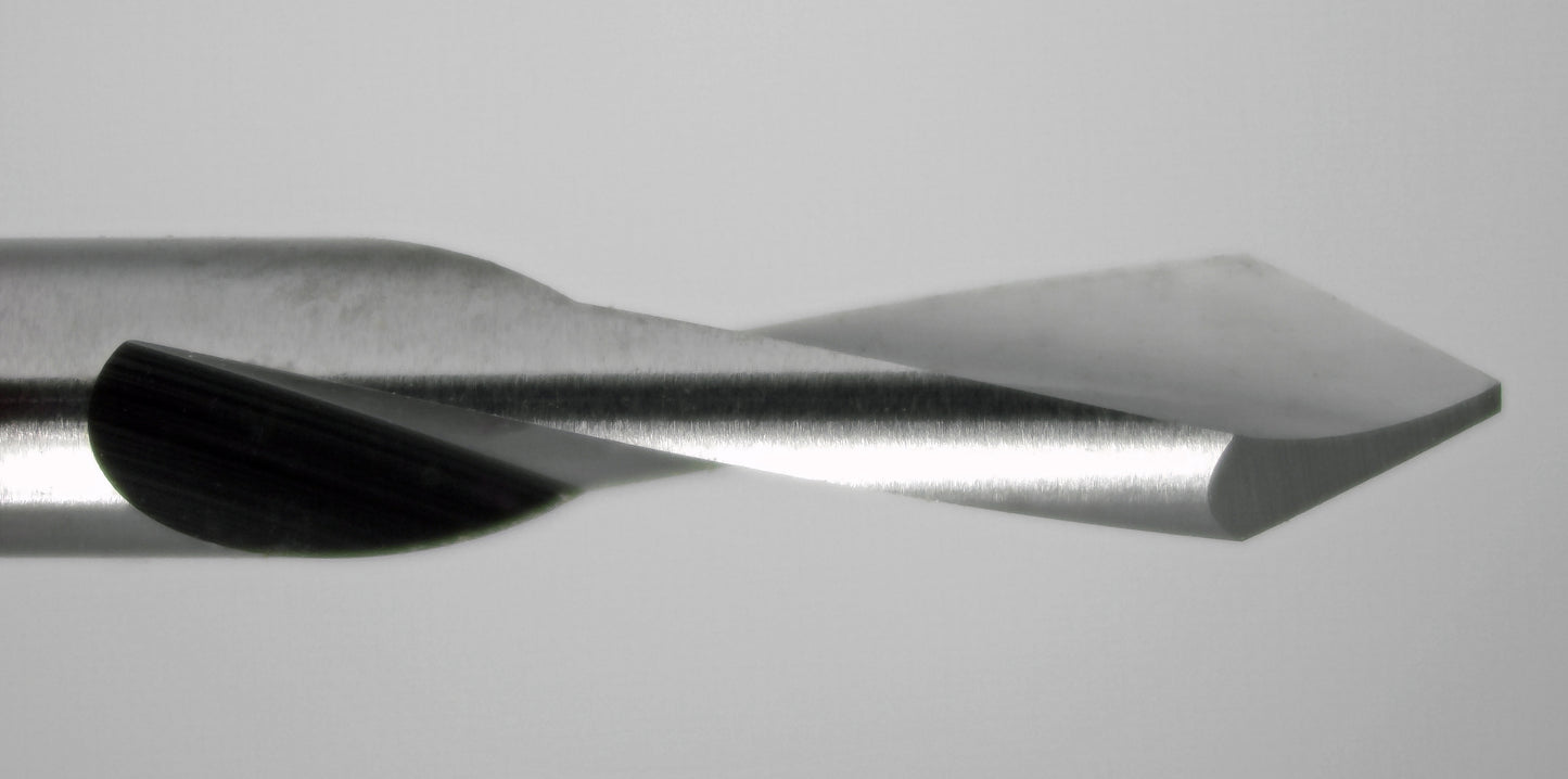 1/8" 60° 2-Flute Spiral V-Engraver Carbide CNC Bit for PCB Isolation & Fine Engraving Made in USA. E107