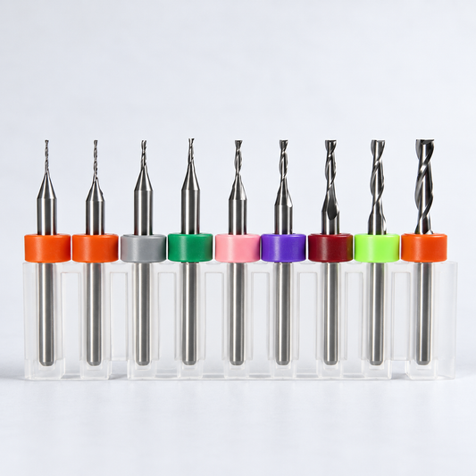 9-Piece New Kyocera 2-Flute Square End Mill Variety Set – 1/32" to 1/8" – EM2