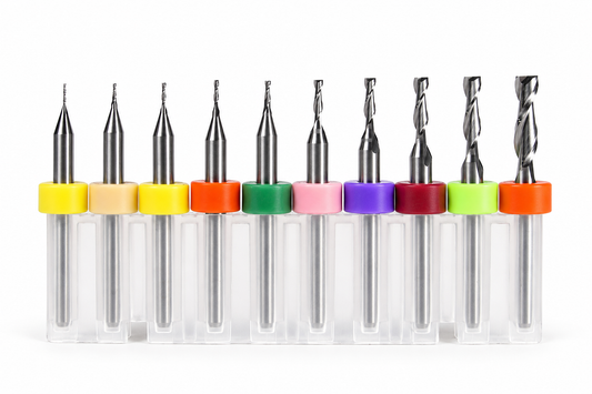 10-Piece NEW Kyocera Carbide End Mill Set – .020"–.125", 2-Flute Square, 1/8" Shank – EM3