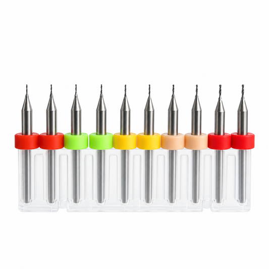 10-Piece New Kyocera Micro Carbide End Mill Set – 0.40–0.80mm – EVS101