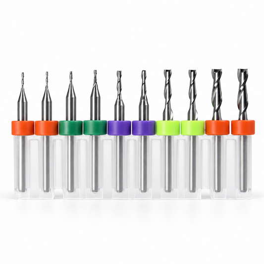 10-Piece New Kyocera 2-Flute Square End Mill Set – 1/32" to 1/8" – EVS102
