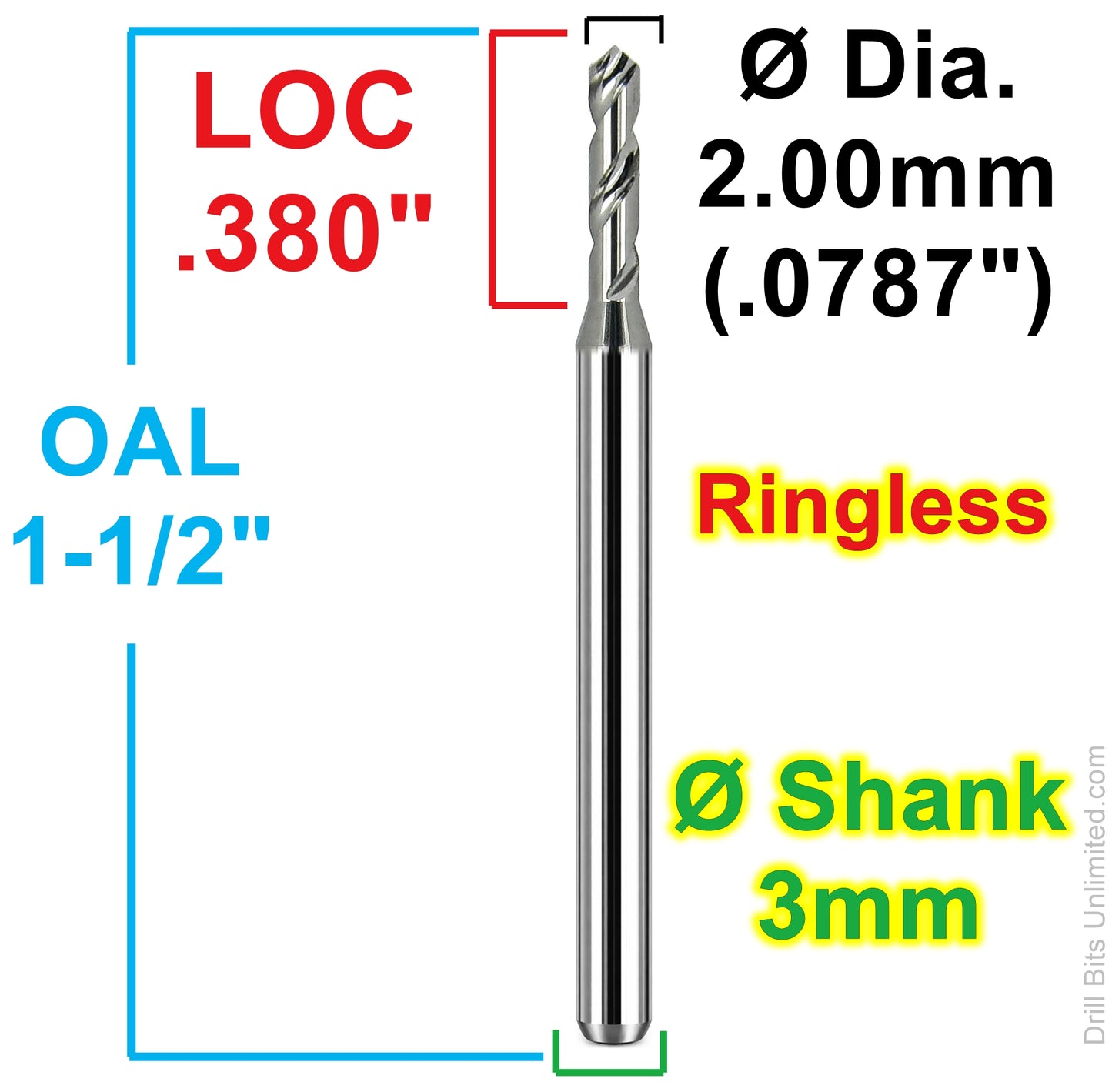 Micro Carbide Drill Bits – Choose Individual Size – .037"–.0787" (0.95–2.00 mm)