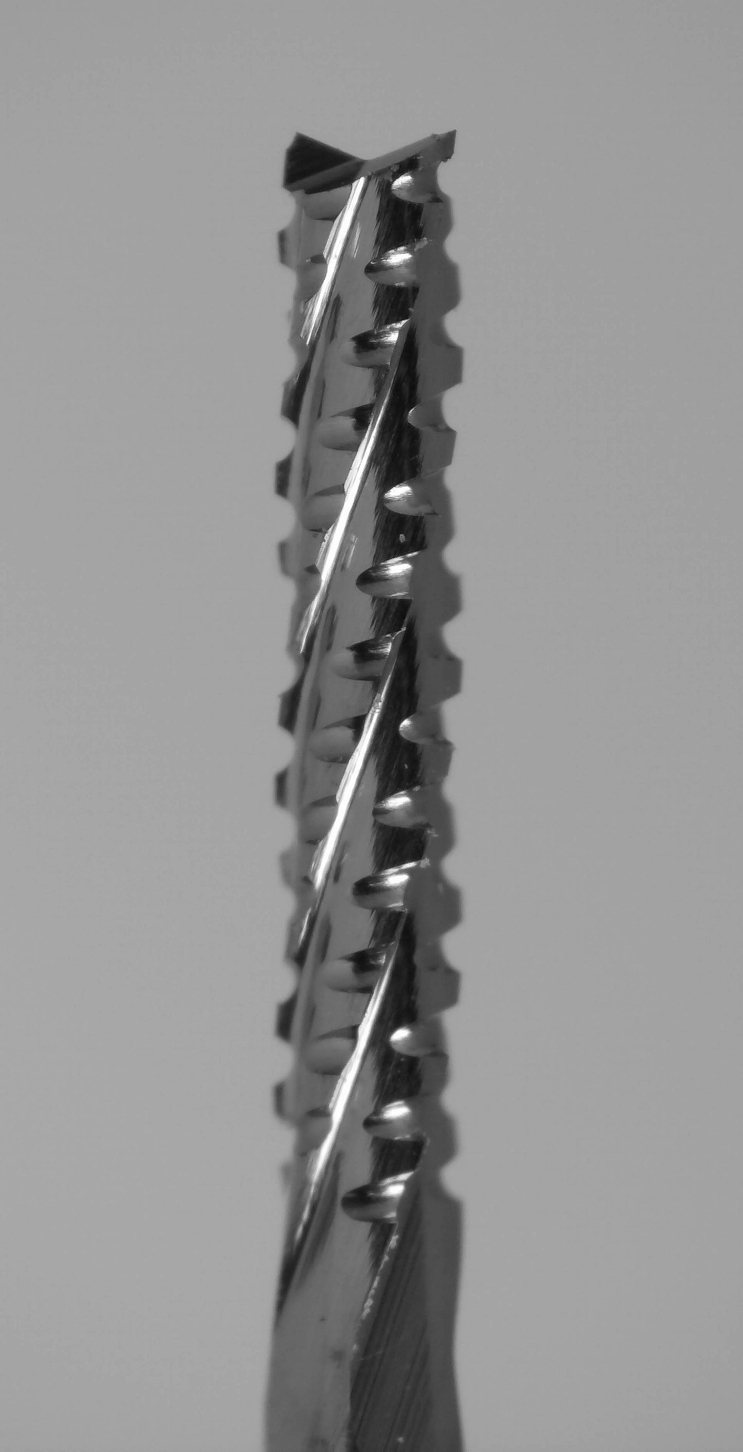 Fish tail tip detail on 0.90mm chip breaker carbide router