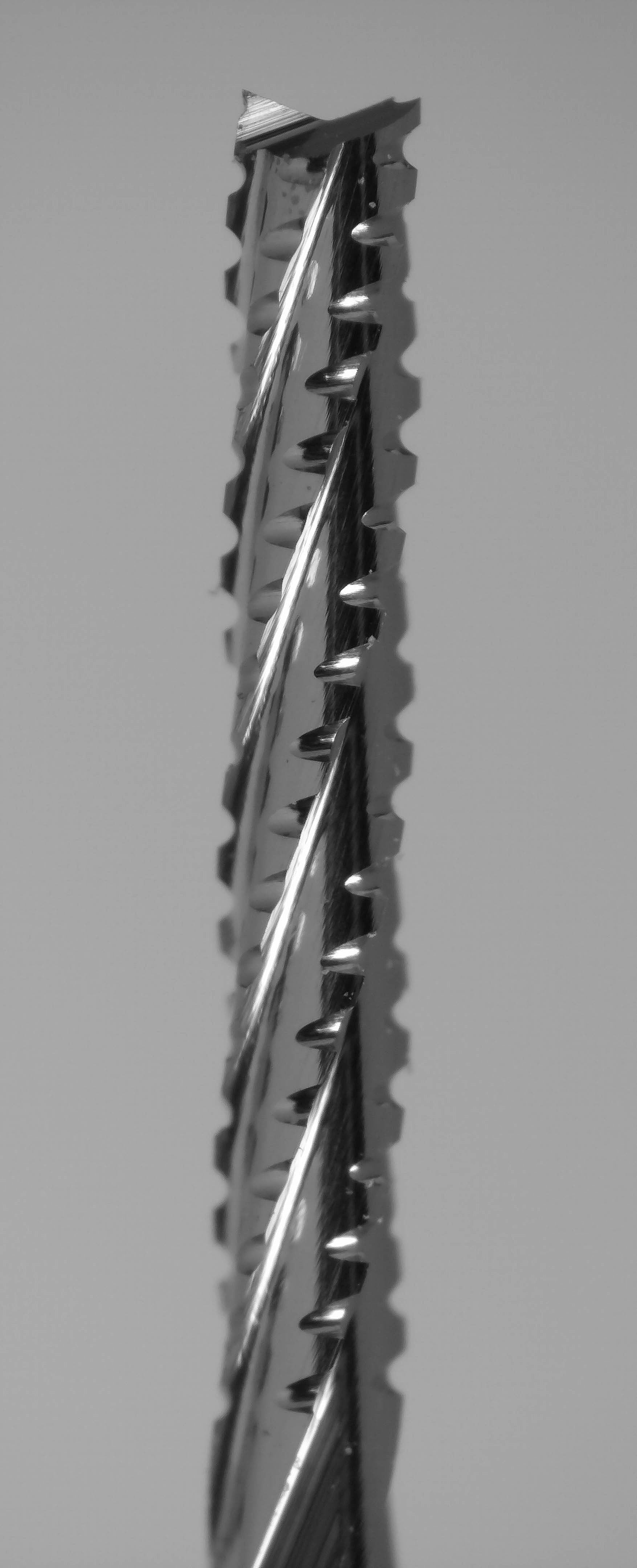 Fish tail tip detail on 1.00mm chip breaker carbide router