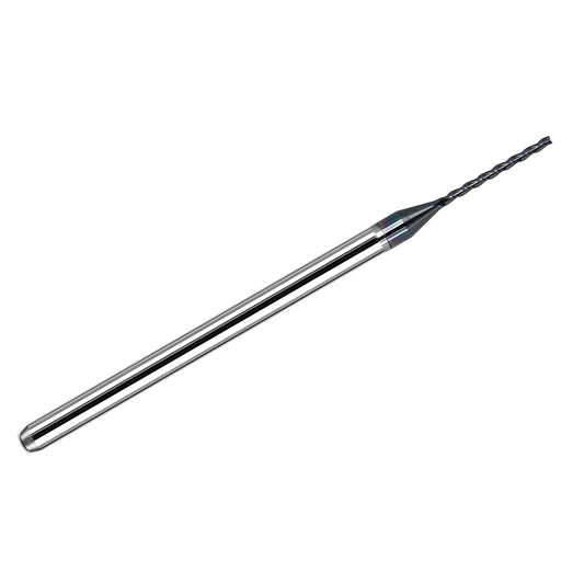 Kyocera .0400 inch 3-flute square end carbide end mill with AlTiN coating and 1/8 inch shank, made in USA