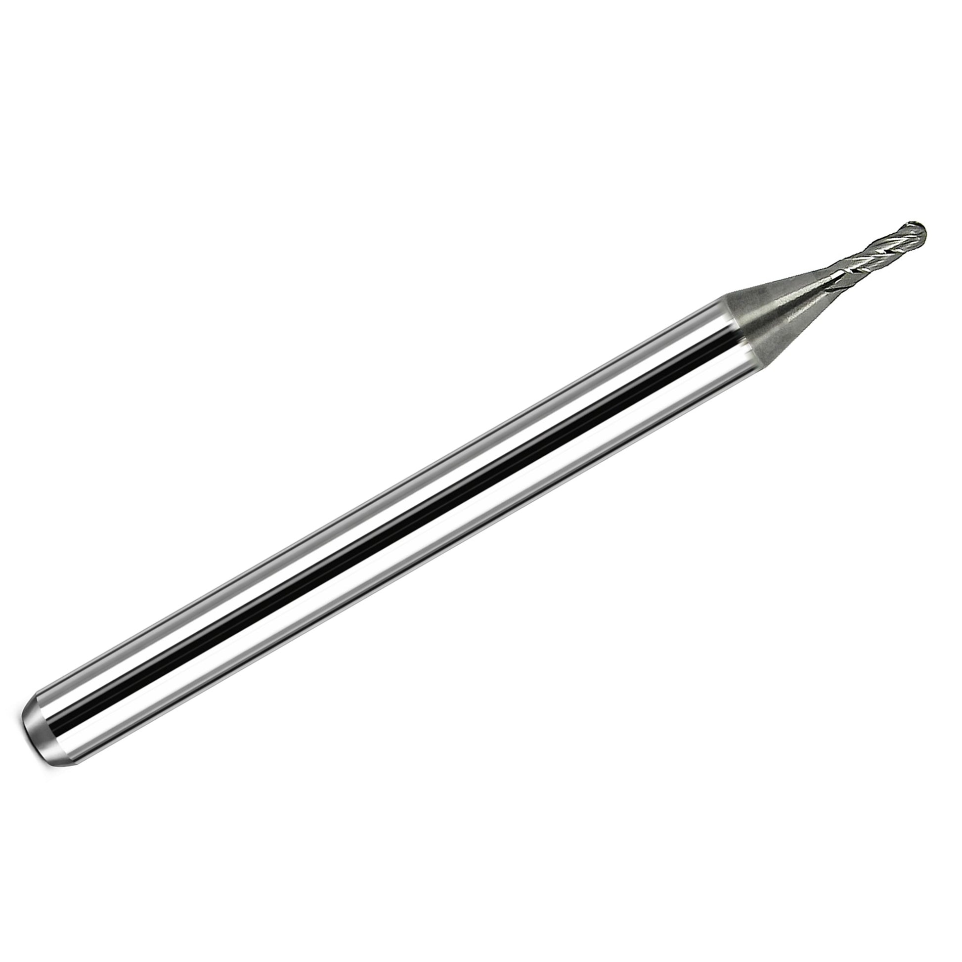 Kyocera .0420 inch 4-flute ball nose carbide end mill, uncoated, 1/8 inch shank, made in USA