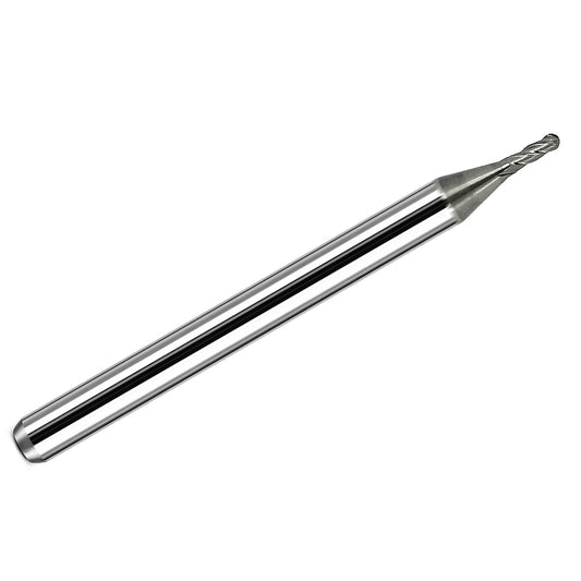 Kyocera .0420 inch 4-flute ball nose carbide end mill, uncoated, 1/8 inch shank, made in USA