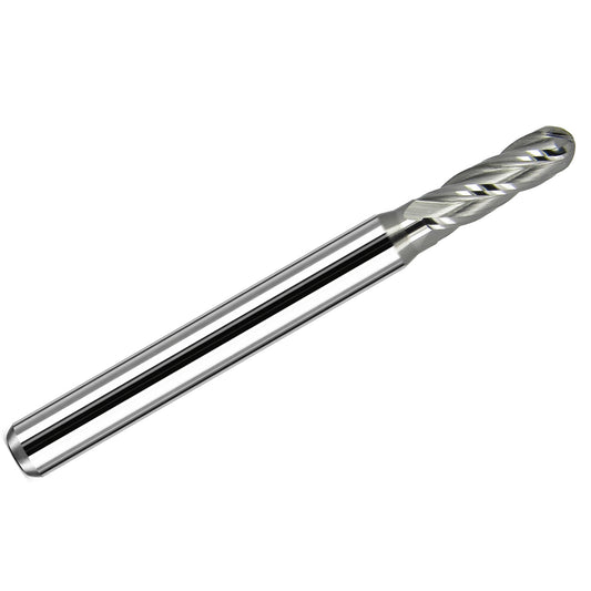 Kyocera 5/32 inch 4-flute solid carbide ball nose end mill with 3/16 inch shank and 2 inch overall length